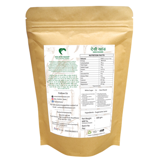 Organic Desi Khand | Holistic Bazar Natural Raw Sugar | Khandsari | Desi Khand