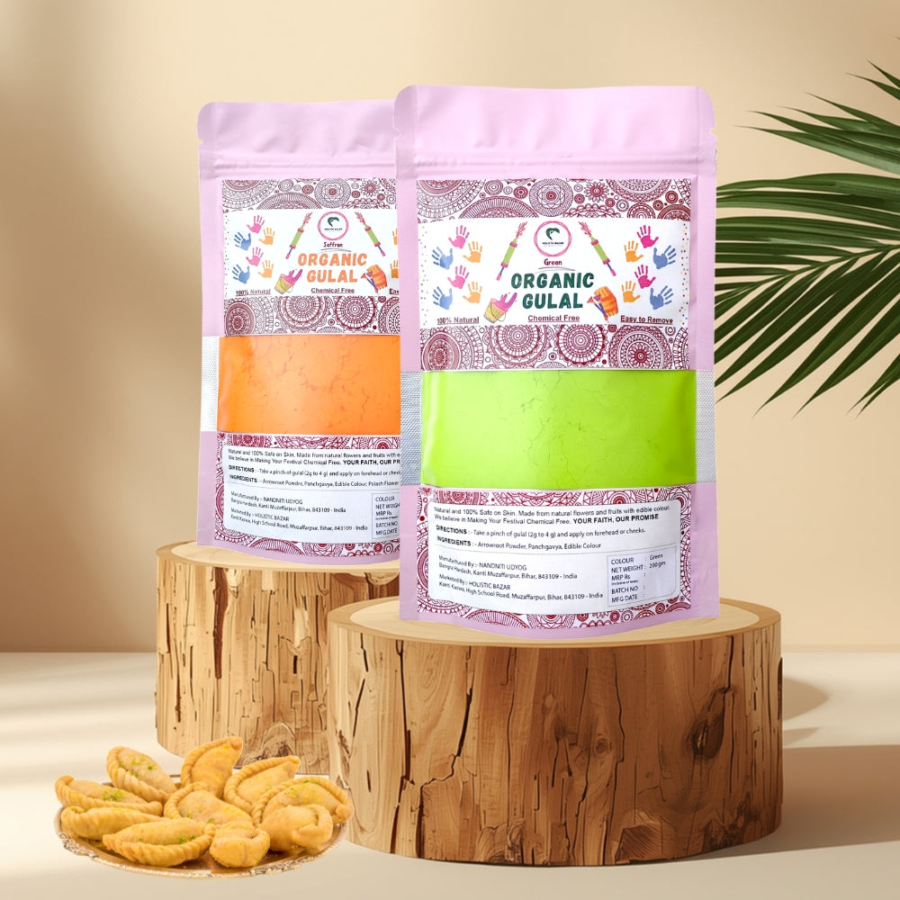 Organic Gulal | Herbal Gulal (100% Organic) | Skin Safe & Non Toxic - Pack of 2 (200 gm each)