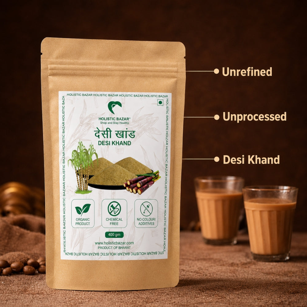 Organic Desi Khand | Holistic Bazar Natural Raw Sugar | Khandsari | Desi Khand