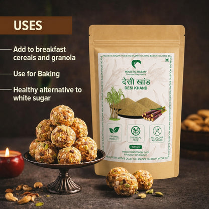 Organic Desi Khand | Holistic Bazar Natural Raw Sugar | Khandsari | Desi Khand