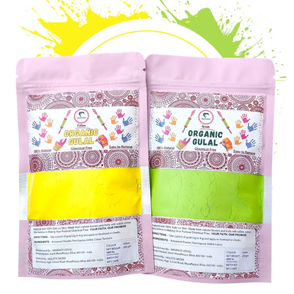 Organic Gulal | Herbal Gulal (100% Organic) | Skin Safe & Non Toxic - Pack of 2 (200 gm each)