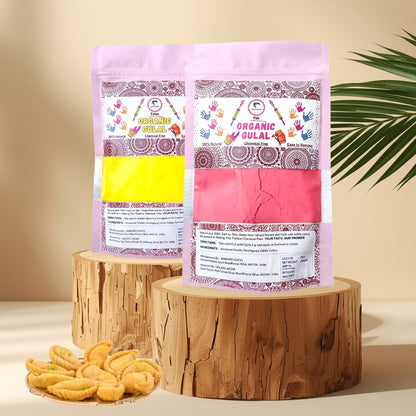 Organic Gulal | Herbal Gulal (100% Organic) | Skin Safe & Non Toxic - Pack of 2 (200 gm each)