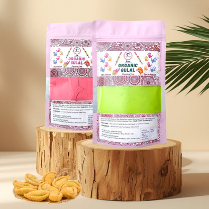 Organic Gulal | Herbal Gulal (100% Organic) | Skin Safe & Non Toxic - Pack of 2 (200 gm each)
