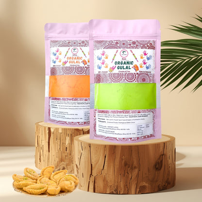 Organic Gulal | Herbal Gulal (100% Organic) | Skin Safe & Non Toxic - Pack of 2 (200 gm each)