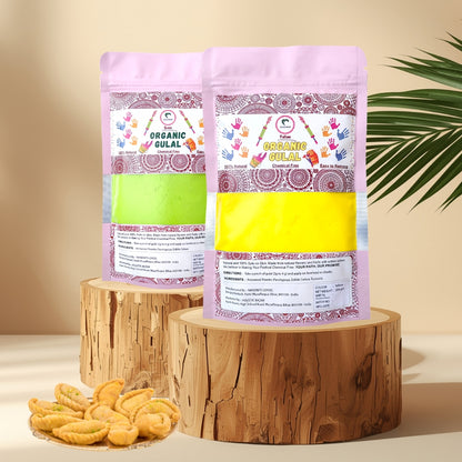 Organic Gulal | Herbal Gulal (100% Organic) | Skin Safe & Non Toxic - Pack of 2 (200 gm each)