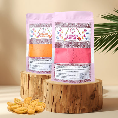 Organic Gulal | Herbal Gulal (100% Organic) | Skin Safe & Non Toxic - Pack of 2 (200 gm each)