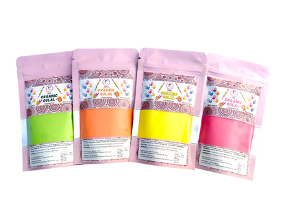 Organic Gulal | Herbal Gulal (100% Organic) | Skin Safe & Non Toxic - Pack of 4 (200 gm each)