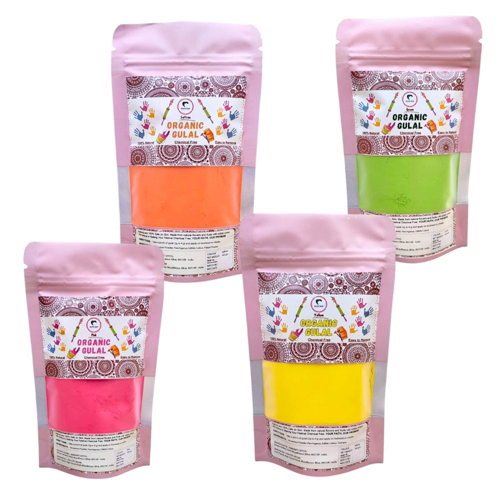 Organic Gulal | Herbal Gulal (100% Organic) | Skin Safe & Non Toxic - 100 gm Pack