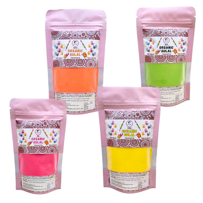 Organic Gulal | Herbal Gulal (100% Organic) | Skin Safe & Non Toxic - 100 gm Pack