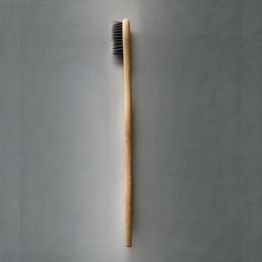 Holistic Bazar Bamboo Toothbrush for Adults | Charcoal Infused BPA-Free Bristles | Biodegradable Handle | Pack of (2)