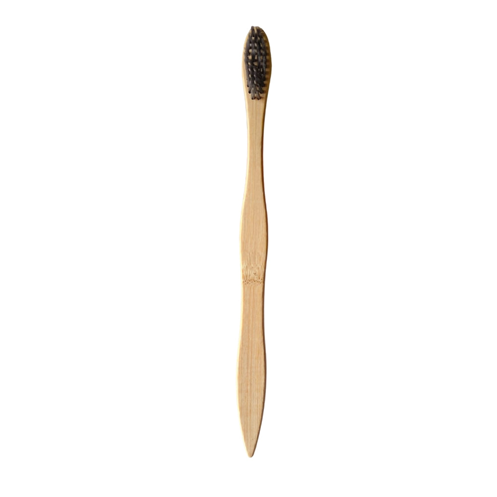 Holistic Bazar Bamboo Toothbrush for Adults | Charcoal Infused BPA-Free Bristles | Biodegradable Handle | Pack of (2)