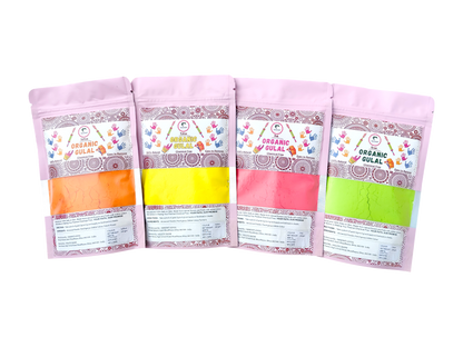 Organic Gulal | Herbal Gulal (100% Organic) | Skin Safe & Non Toxic - Pack of 4 (200 gm each)