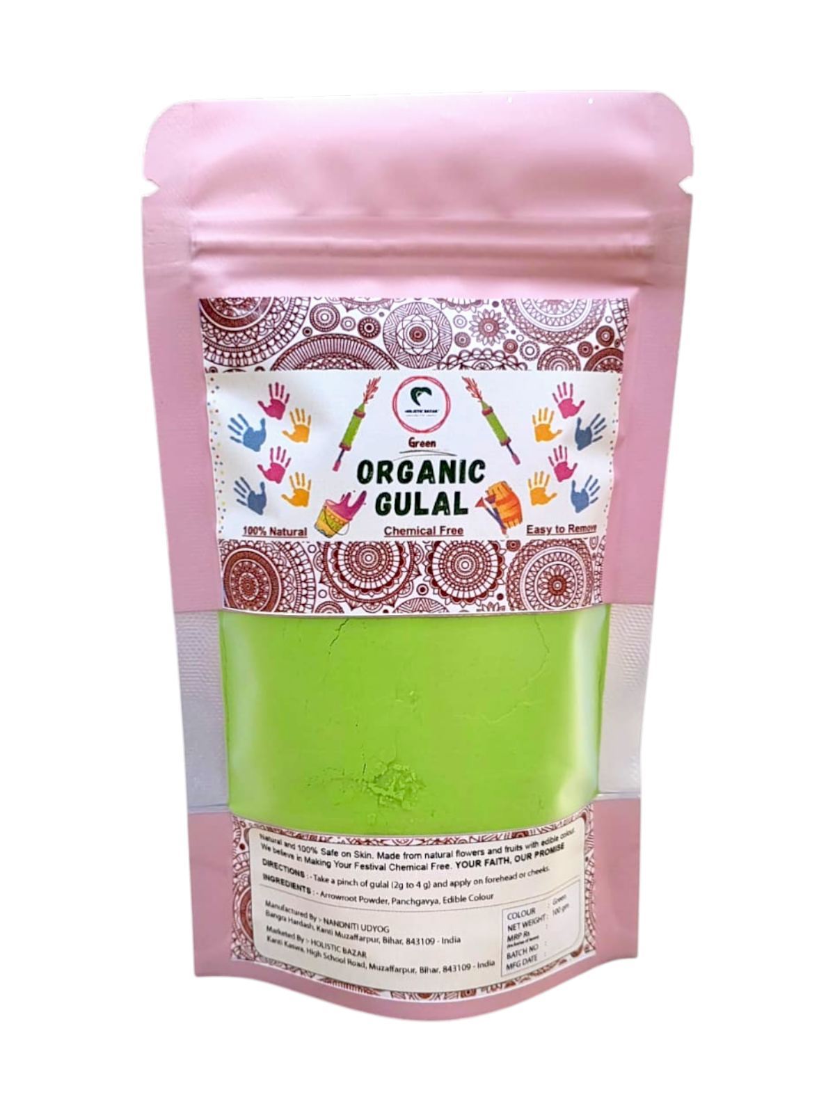 Organic Gulal | Herbal Gulal (100% Organic) | Skin Safe & Non Toxic - 100 gm Pack